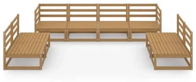 Set divani da giardino 8 pz miele in legno massello di pino