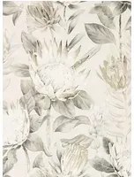 Blumen Tapete King Protea von Sanderson - Linen/ Mica