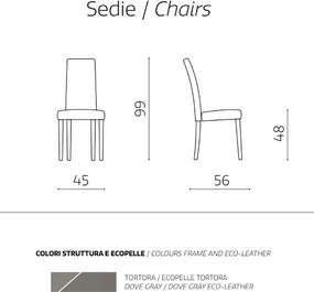 Sedia in ecopelle con gambe verniciate TORTORA mod. DENVER Set da 2 pezzi