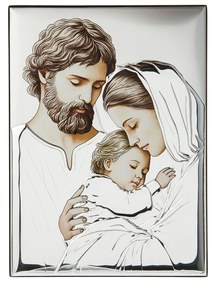 Icona Sacra famiglia ceramica 21x15 cm con argento Miro Silver
