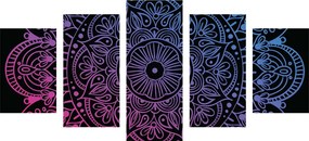 Quadri 5 pezzi – Mandala su sfondo nero