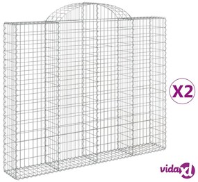 vidaXL Cesti Gabbioni ad Arco 2 pz 200x30x160/180 cm Ferro Zincato