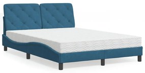 Letto Con Materasso Blu 120x200 Cm İn Velluto /