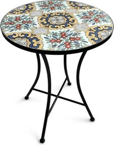 Set Bistrot Tavolo Maioliche D60xH75 Con 2 Sedie Pieghevoli Fiorarte