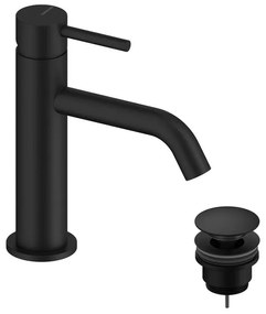 Rubinetto per lavabo a canna bassa LOOP nero spazzolato in ottone SANYCCES