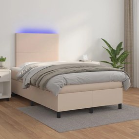 Giroletto Molle Materasso E Led Cappuccino 120x200cm Similpelle /