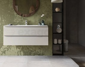 Mobile bagno grigio caldo 120x45 Pesaro sospeso a due cassetti con lavabo in mineralmarmo