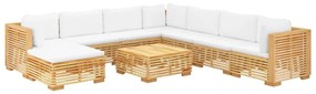 Set divani da giardino 9 pz con cuscini legno massello di teak