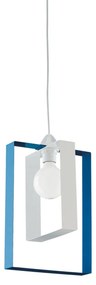 Sospensione Moderna Duplo 1 Luce Ferro Laccato Bianco E Azzurro