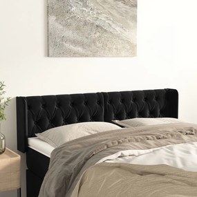 Testiera Ad Orecchio Nera 163x16x78/88 Cm İn Velluto /