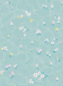 Sian Zeng Carta da parati Floral Bath - Blue