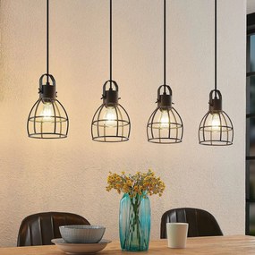 Lampada a sospensione Flintos Lindby, dimmerabile, Nero, Soggiorno / Sala da pranzo, Metallo, Vintage, Lampada a sospensione