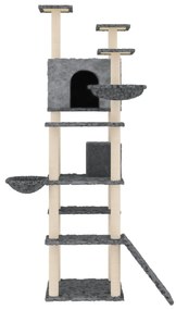 Albero per gatti con tiragraffi in sisal grigio scuro 191 cm