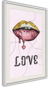 Poster  Lip Gloss and Love  Cornice Quadri Cornice d'oro con passe-partout, Larghezza x Altezza Home decor 20x30