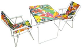 Set tavolo campeggio con 2 sedie tropical
