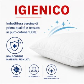 Guanciale Ortopedico Cuscino 75x45 cm Anallergico Traspirante Cotone Bianco