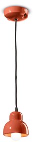 Lampadario Vintage Decò Berimbau Ceramica Arancio Pokè 1 Luce E14