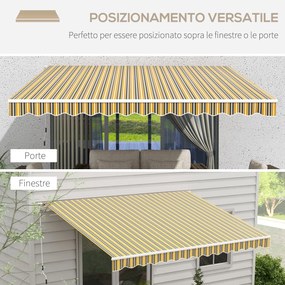 Tenda da Sole per Esterno Avvolgibile a Bracci 350x250 cm con Apertura a Manovella Giallo...