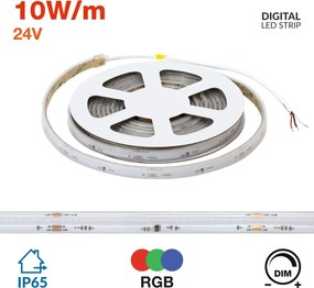 Striscia LED Digitale COB RGB 24V 10W/m RUNNING Professionale IP65 - 5 metri