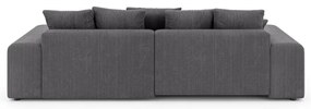 Divano angolare grigio allungabile/con contenitore (con composizione variabile) con rivestimento in velluto a coste Luma – Ropez