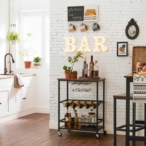 Tavolino da servizio per bottiglie e bicchieri MARGE marrone/nero