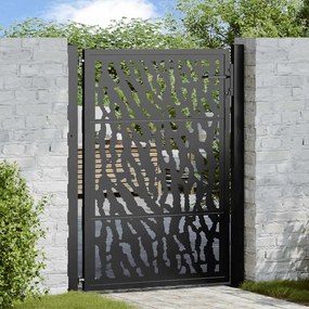Cancello Giardino Nero 105x130 Cm İn Acciaio Design A Traccia /