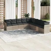 Set Divano da Giardino 9pz con Cuscini Grigio Chiaro Polyrattan 3217782