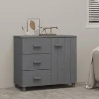 Credenza Grigio Scuro 90x40x80 cm in Legno Massello di Pino cod mxl 14110