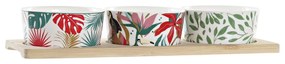 Set da Aperitivo DKD Home Decor Multicolore Bambù Gres Tropicale (28,5 x 10 x 4,6 cm) (4 Pezzi)