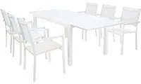 DAVID - set tavolo da giardino con sedie allungabile 160/240x90 Colore: Bianco, Posti: 6