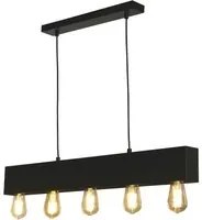 Lampadario Industrial-Nordico Pianoforte Acciaio Nero 5 Luci E27