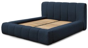 Letto matrimoniale imbottito blu scuro contenitore e rete inclusi 180x200 cm Denali - Bobochic Paris