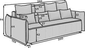Divano beige allungabile/con contenitore e rivestimento in velluto 242 cm Weltton – ELTAP