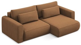 Divano angolare color terracotta allungabile/con contenitore (con penisola a destra/con chaise lounge) Kapua – Makamii