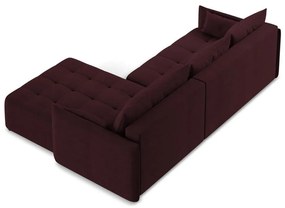 Divano angolare burgundy allungabile/con contenitore (con penisola a destra/con chaise lounge) Moku – Makamii