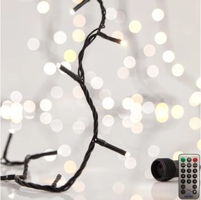 Catena luminosa per esterni CLUSTER 200 LED, 8 funzioni, 2,1 m, IP44, bianco caldo + telecomando