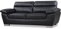 Divano in pelle rigenerata / PVC DALLAS - 210 X 88 X 90 cm - 3 posti - Nero