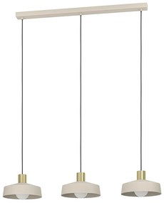 Lampadario A Sospensione Minimal Valdiola Acciaio Sabbia Ottone 3 Luci E27