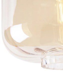 Plafoniera di design nera con vetro ambrato - Qara