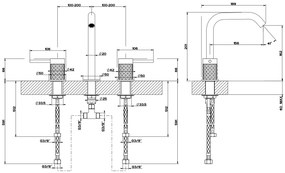 Gruppo lavabo 3 fori con bocca senza scarico steel brushed intreccio 54112 Gessi