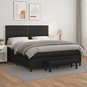 Giroletto A Molle Con Materasso Nero 160x200 Cm İn Similpelle /