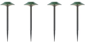 Set di 4 Fari a Picchetto Verdi con LED Solari IP44 - Mushroom