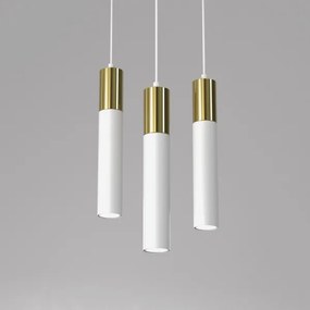 Lampadario a sospensione con filo CASSA 3xGU10/8W/230V bianco/oro