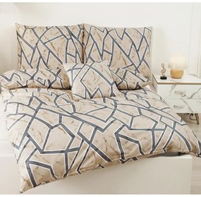 Biancheria da letto singola in micro raso 140x200 cm, marrone chiaro, 6 pezzi Marco - My House