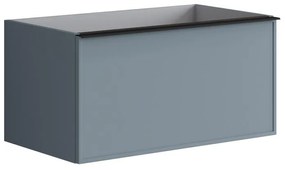 Mobile da bagno sospeso sotto lavabo L 80 x H 40 x P 45.5 cm blu laccato opaco, 1 cassetto Pixel frame