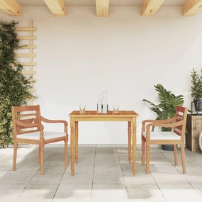 Set Pranzo Da Giardino 3pz Con Cuscini Bianchi Massello Di Teak /