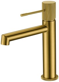 Rubinetto miscelatore monocomando per lavabo senza scarico in ottone oro spazzolato Melin