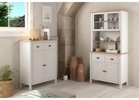 Vetrina bianca/naturale in legno di pino 90x180,5 cm Misti - Marckeric