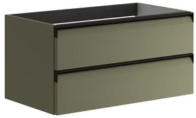 Mobile da bagno sospeso sotto lavabo L 79.5 x H 40 x P 45.5 cm verde salvia laccato opaco, 2 cassetti VISOBATH Fusion