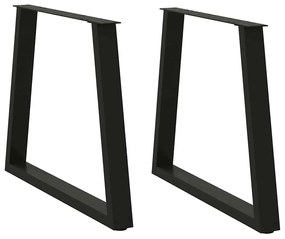 Gambe Per Tavolo Da Pranzo A V 2 Pz Nero 70x(72-73,3)cm Acciaio /
